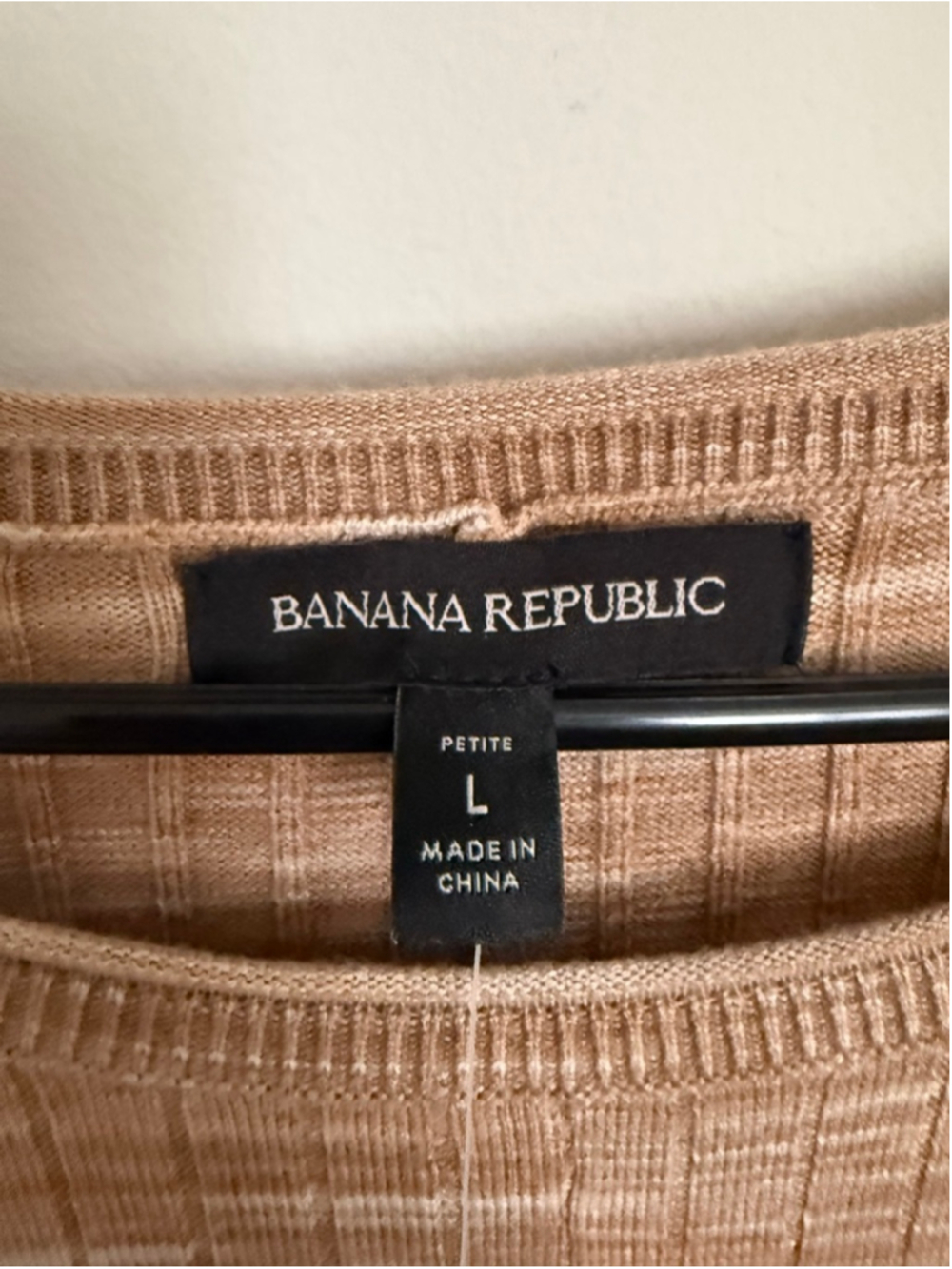 Banana Republic Ribbed Knit Midi Dress Petite L NWT Neutral Taupe Minimalist - Picture 10 of 12